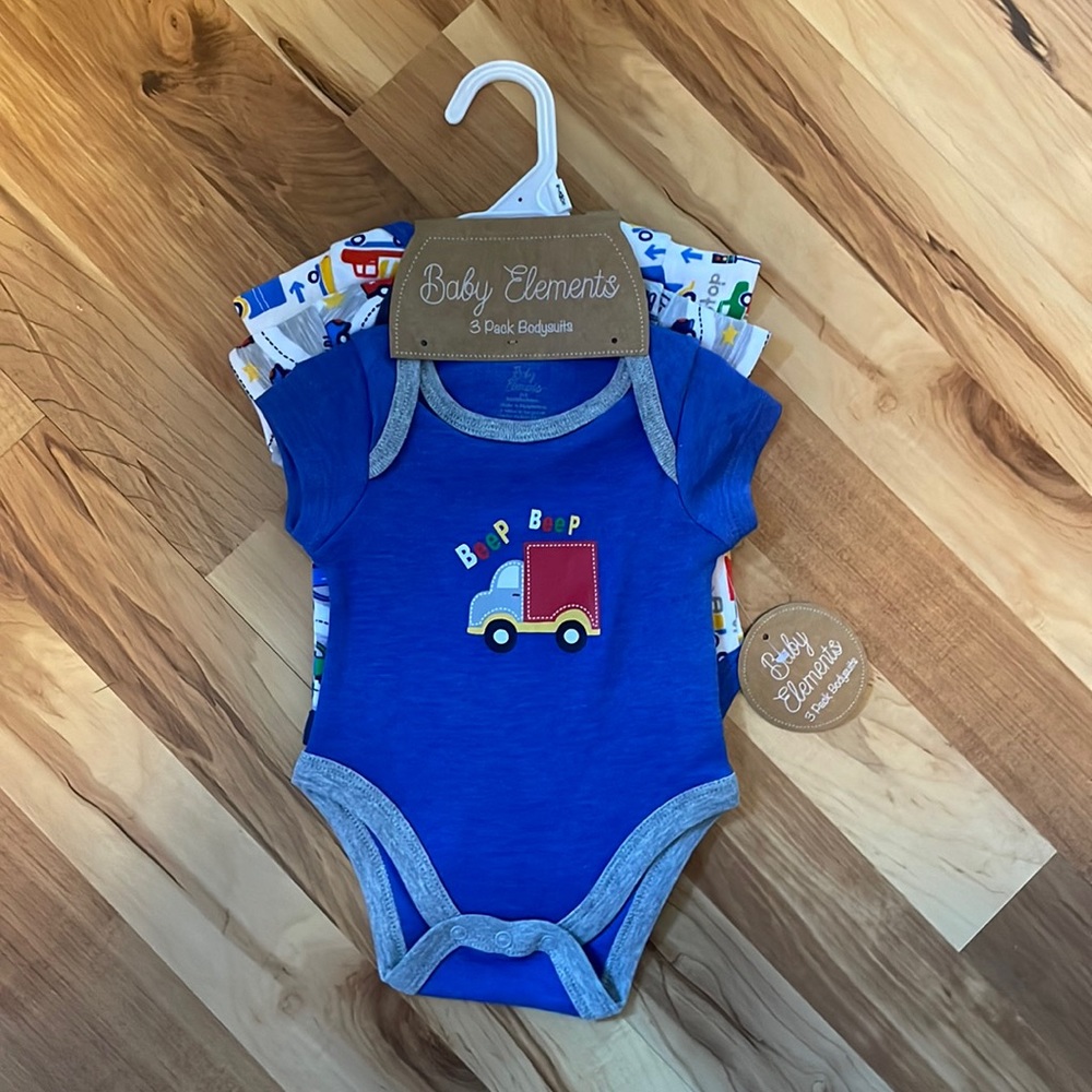 Baby Elements 3 Pack Bodysuits Size 0/3 Months